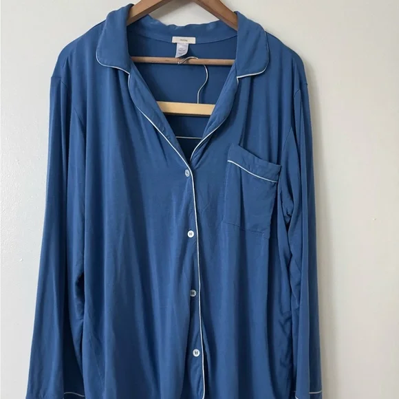Eberjey L Gisele Long-Sleeve Tencel Pajama Set in Blue - Picture 3 of 8